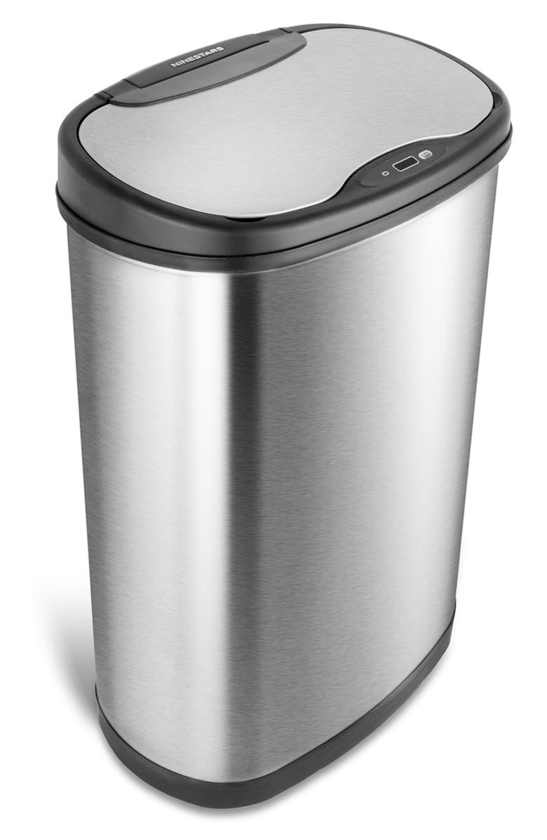 NINESTARS 13.2 Gallon Stainless Steel Motion Sensor Trash Can, Main, color,