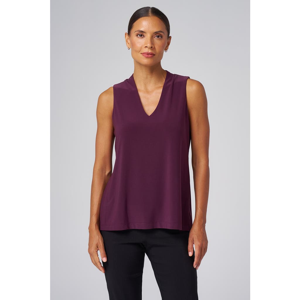 Franne Golde Luxe Stretch V-neck Sleeveless Shell In Purple
