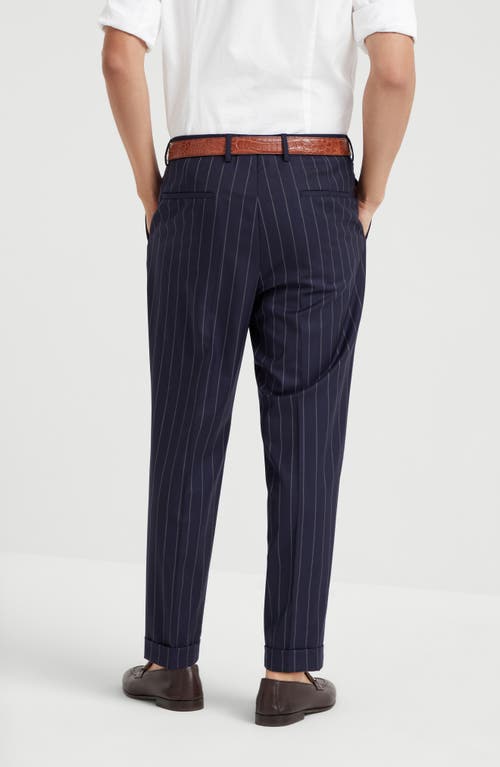 Brunello Cucinelli Chalk Stripe Trousers In Blue