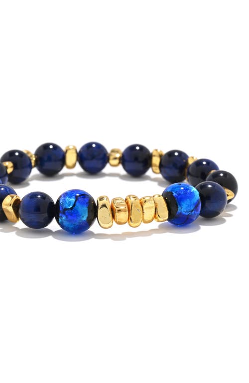 Eye Candy Los Angeles Leo Beaded Stretch Bracelet In Blue