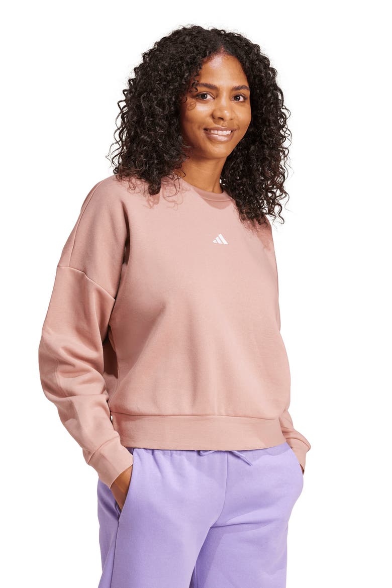 Essentials Small Logo Feel Sweatshirt, Alternate, color, WARM CLAY/ WHITE