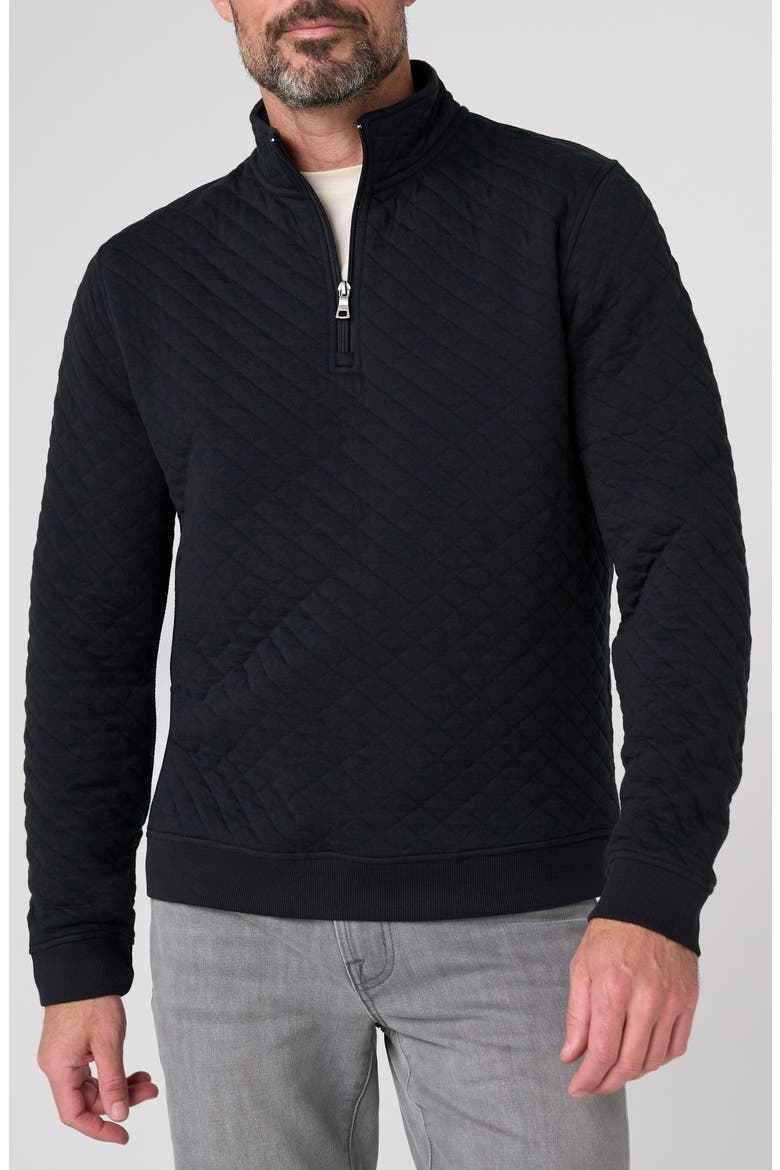Diamond Quilted Quarter Zip Pullover, Main, color, BLACK
