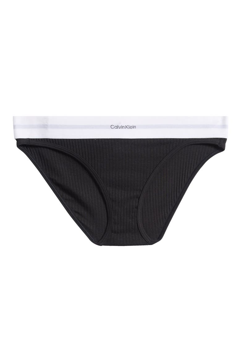 Rib Logo Bikini, Alternate, color, BLACK