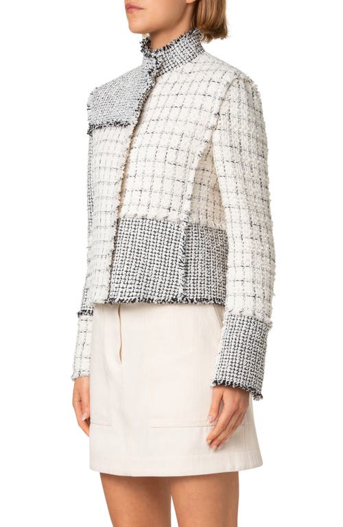 Akris Punto Mixed Check Tweed Jacket In Black-cream