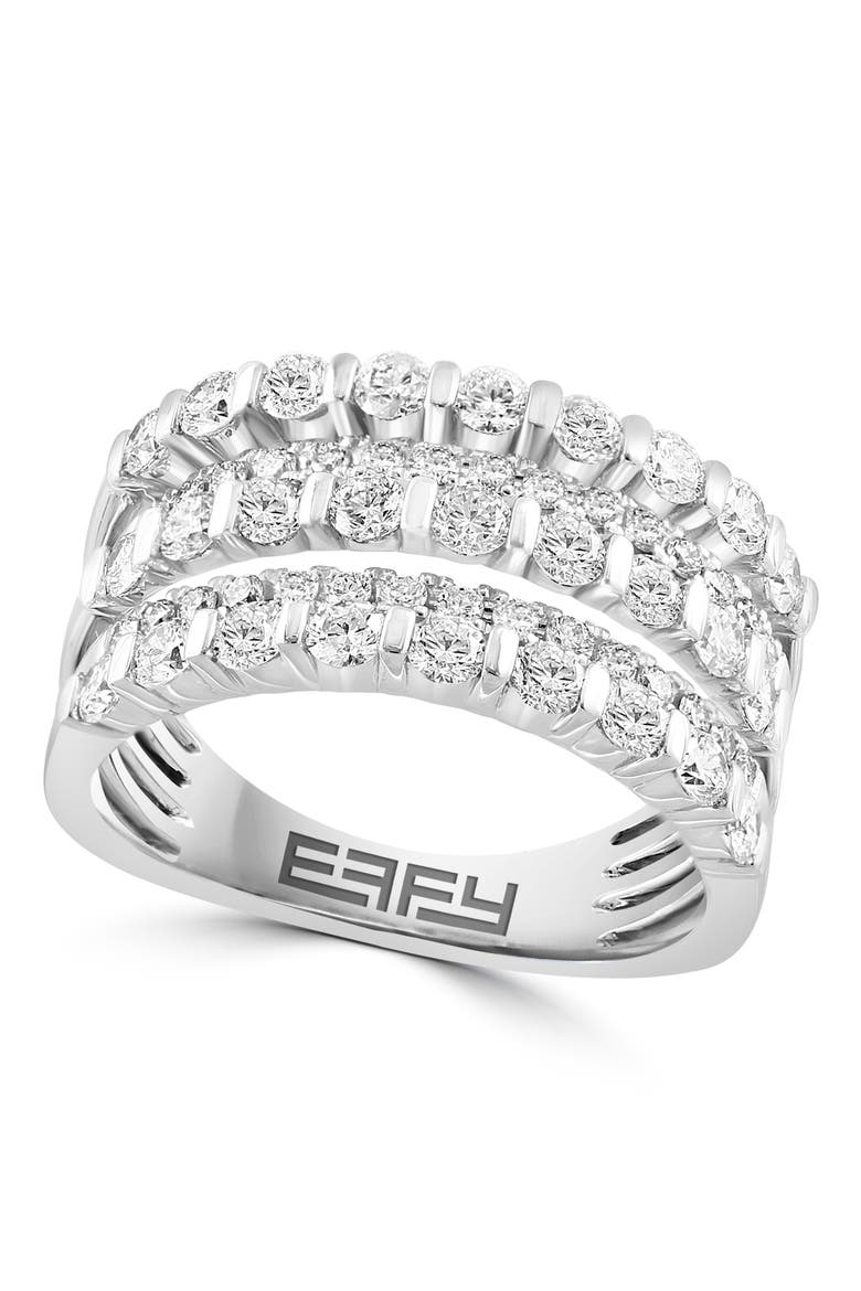 Multi Row Diamond Band Ring in White Gold, Main, color, Hematite and FW Blush Pearl