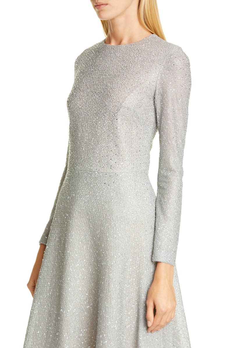 St. John Evening Embellished Netting Knit Fit & Flare Dress, Alternate, color, 