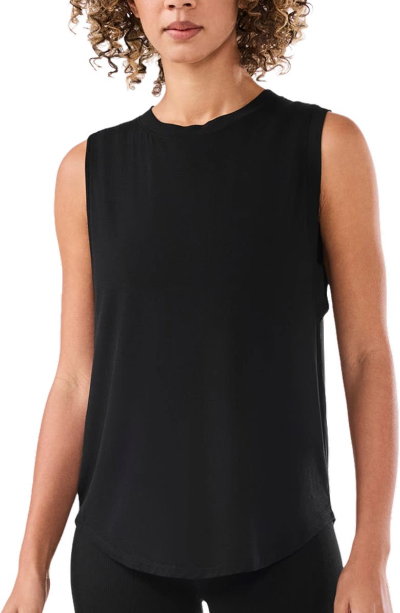 Tavi High Neck Muscle Tank, Alternate, color, Ebony