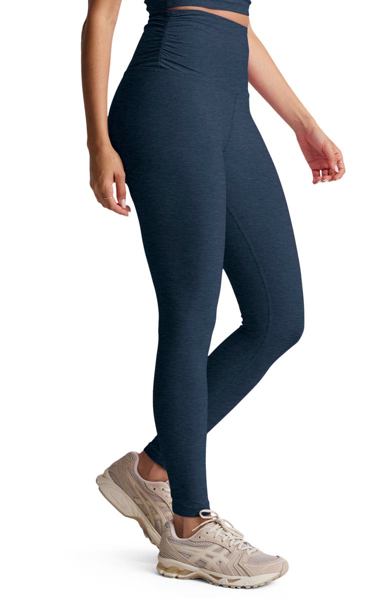 Beyond Yoga Space Dye Shirred Leggings, Alternate, color, Nocturnal Navy