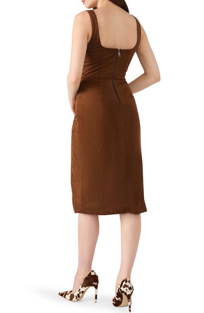 Steve Madden Milo Sleeveless Gathered Midi Dress, Alternate, color, Chicory Coffee
