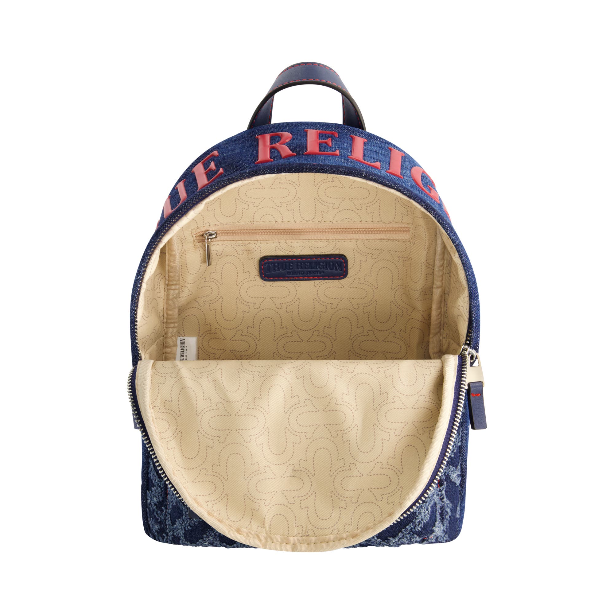 True Religion Mini Denim Logo Backpack, Alternate, color, 