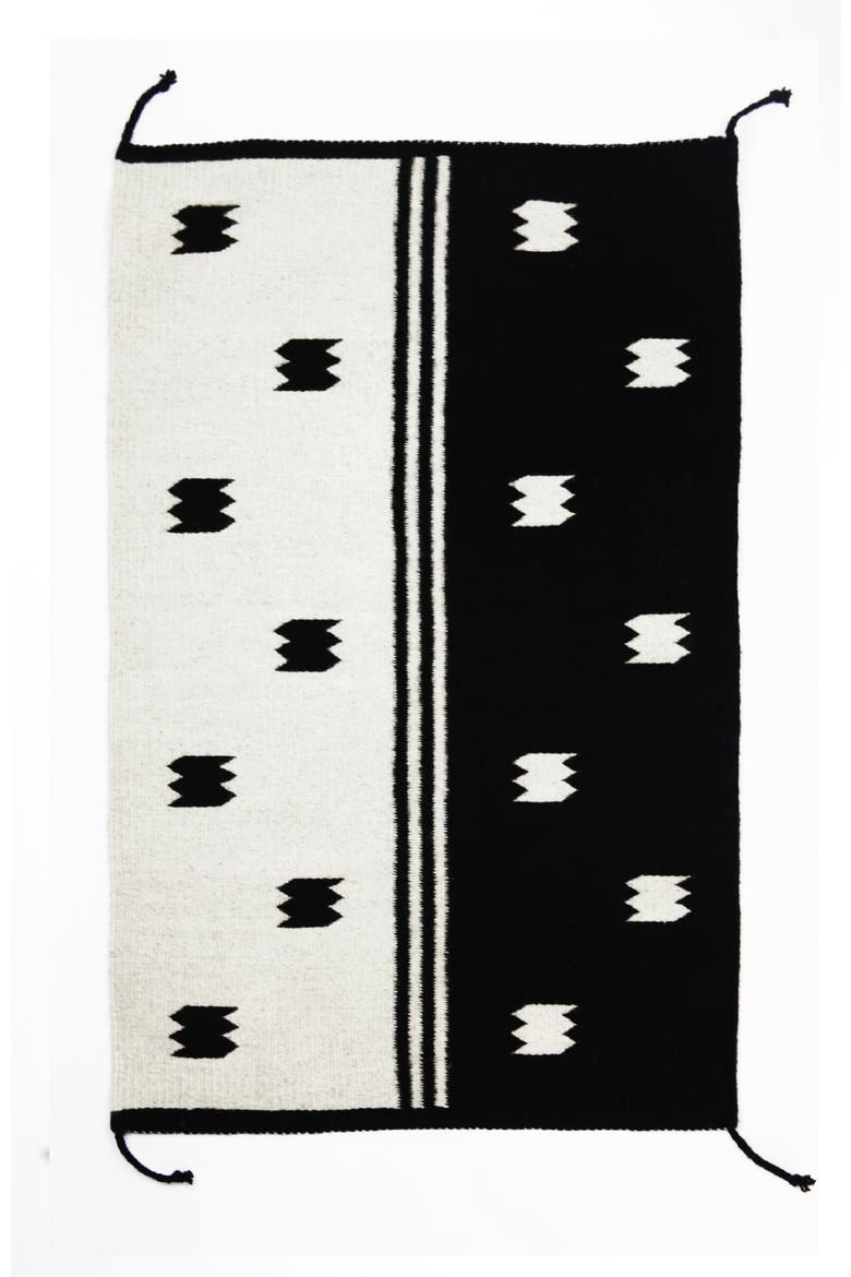 Zapotec Colorblocked Geometric Handwoven Flatweave Wool Rug, Main, color, Black