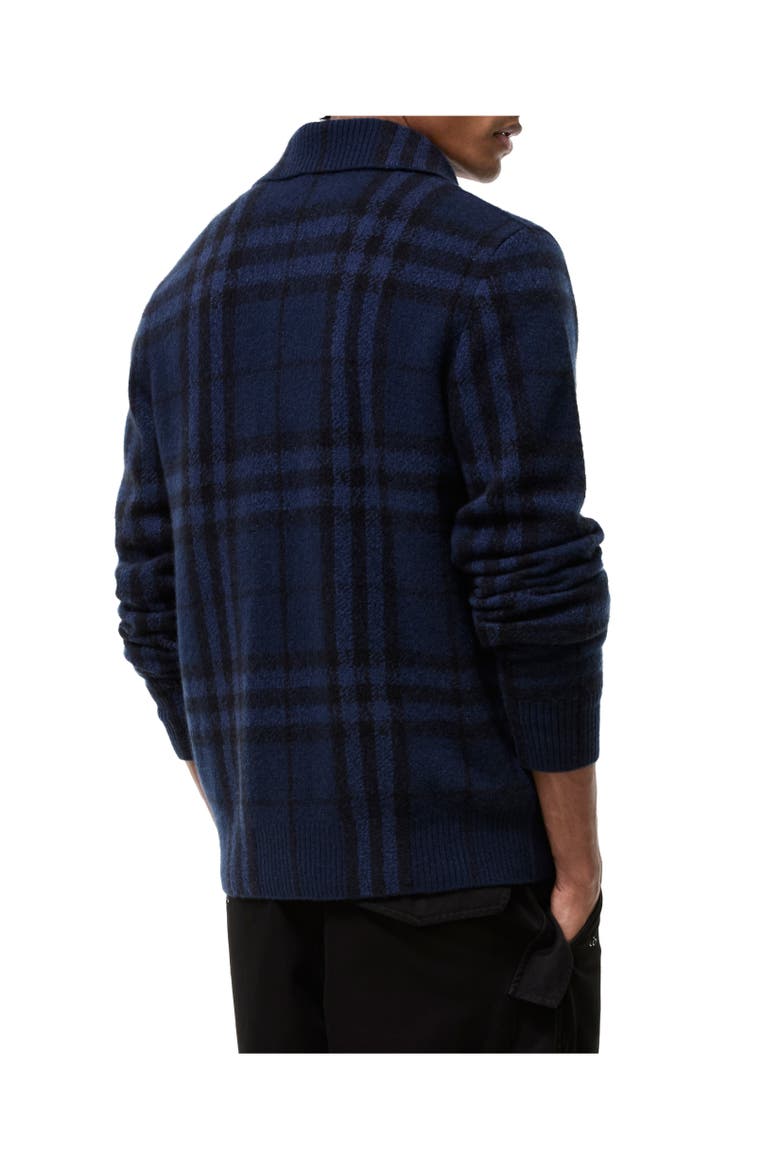 Check Cashmere Cardigan, Alternate, color, Navy
