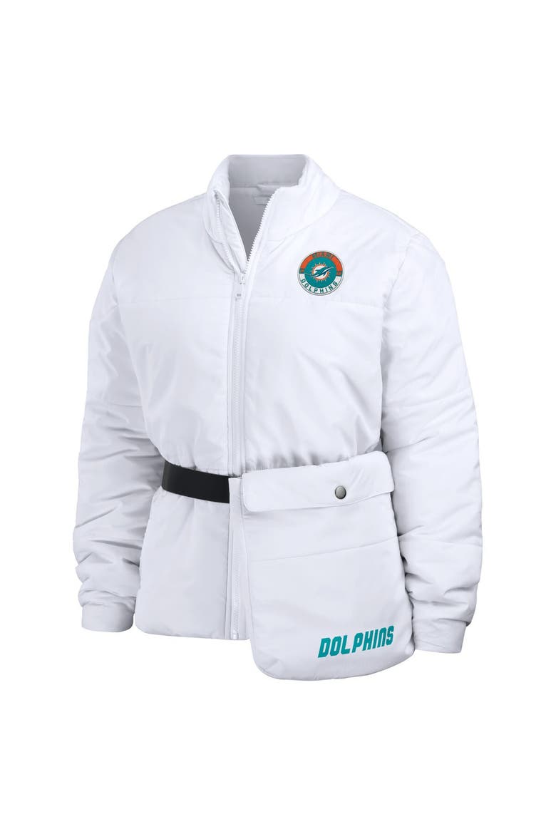 Women's WEAR by Erin Andrews  White Miami Dolphins Packaway Full-Zip Puffer Jacket, Alternate, color, White