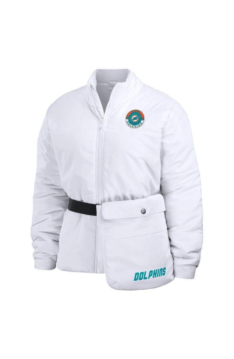 WEAR by Erin Andrews Women's WEAR by Erin Andrews  White Miami Dolphins Packaway Full-Zip Puffer Jacket, Alternate, color, White