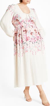 City Chic Keyla Floral Long Sleeve Maxi Dress