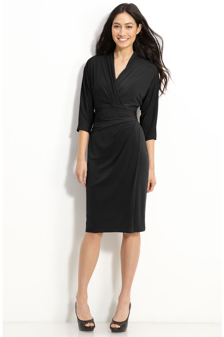 Faux Wrap Jersey Dress, Main, color, BLACK
