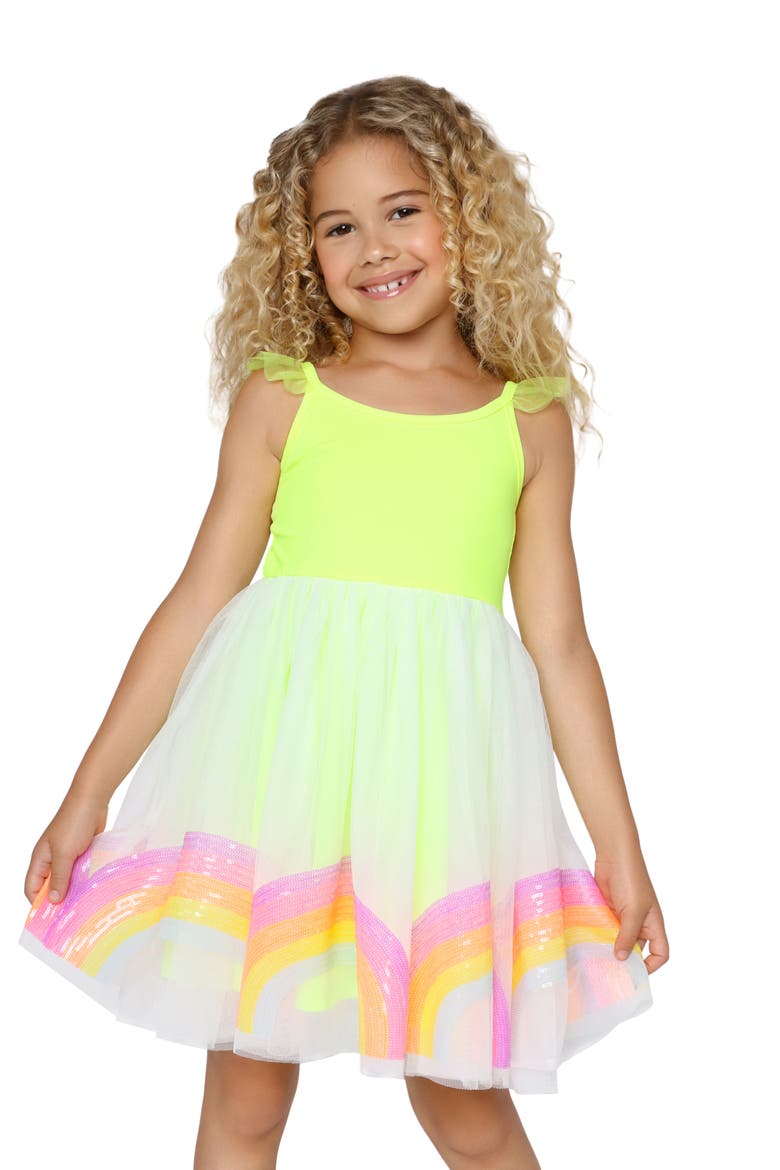 Kids' Rainbow Tutu Dress, Alternate, color, LIME