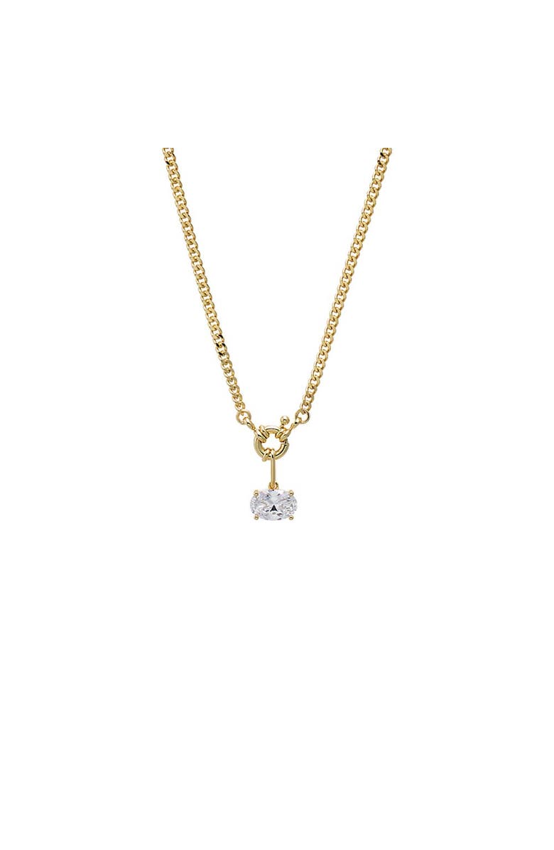 BY ADINA EDEN Colored CZ Oval Charm Cuban Toggle Necklace, Main, color,
