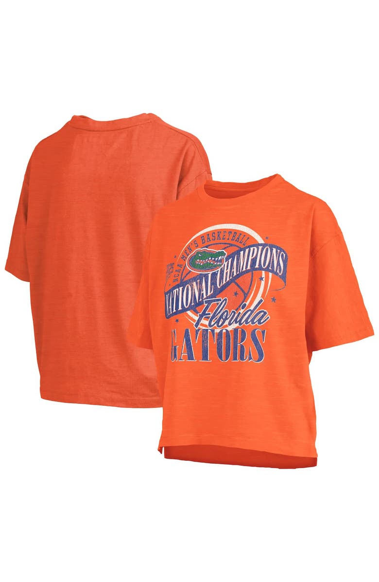 PRESSBOX Women's Pressbox Orange Florida Gators 2025 NCAA Men's Basketball National Champions World Ball Motley Crew Oversized Slub T-Shirt, Main, color, 