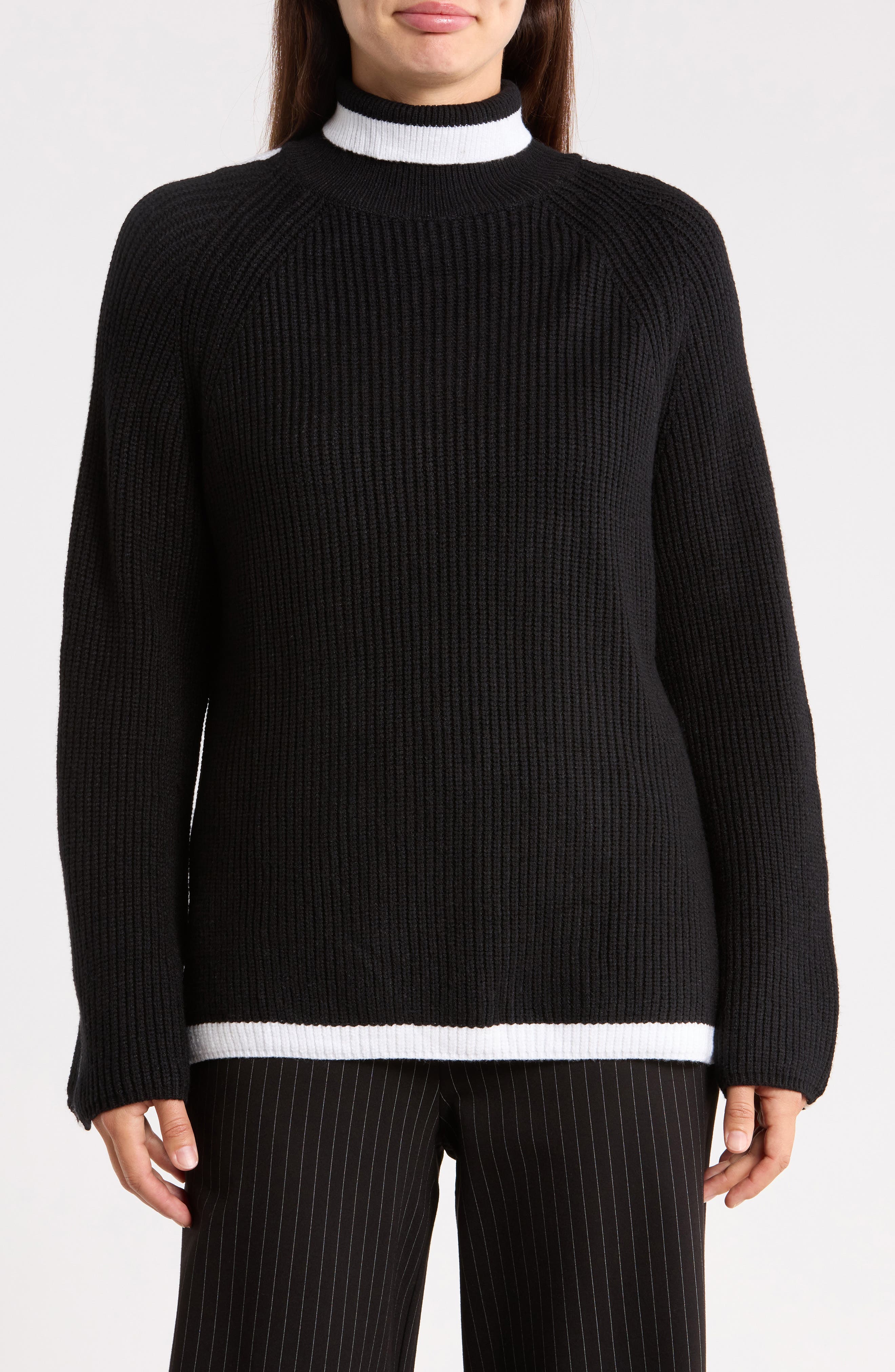 Bold Stripe Mock Neck Sweater
