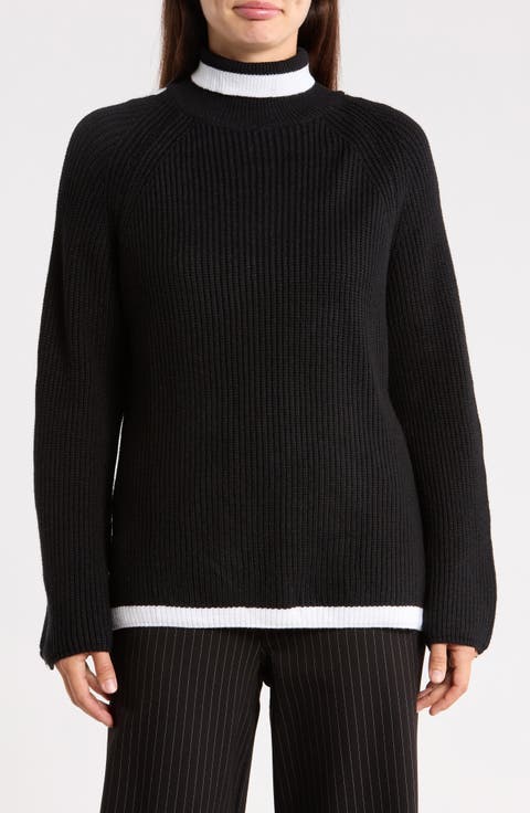 Bold Stripe Mock Neck Sweater