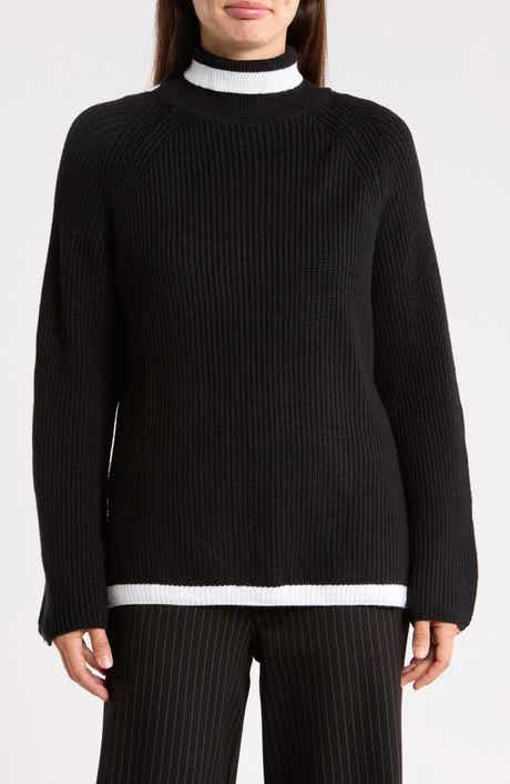 Bold Stripe Mock Neck Sweater