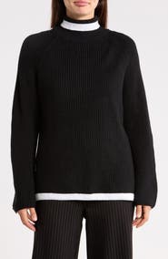 PATRIZIA LUCA Bold Stripe Mock Neck Sweater