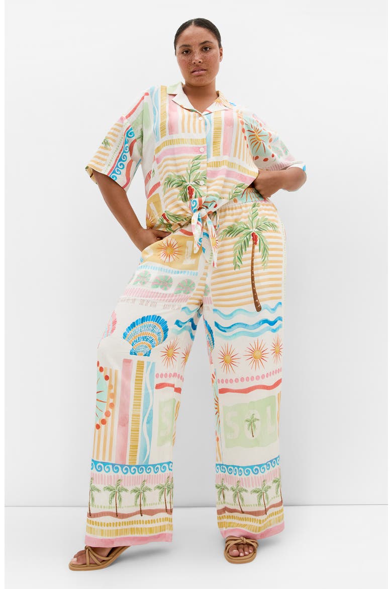 Aliya Print Wide Leg Pants, Alternate, color, SEA DREAM PLC