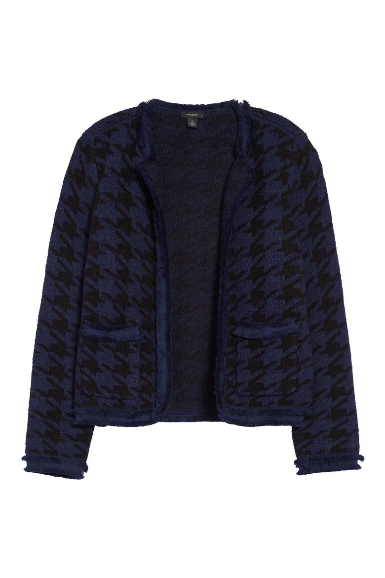 Marl Houndstooth Knit Jacket, Alternate, color, NAVY- BLACK HELENA CHECK