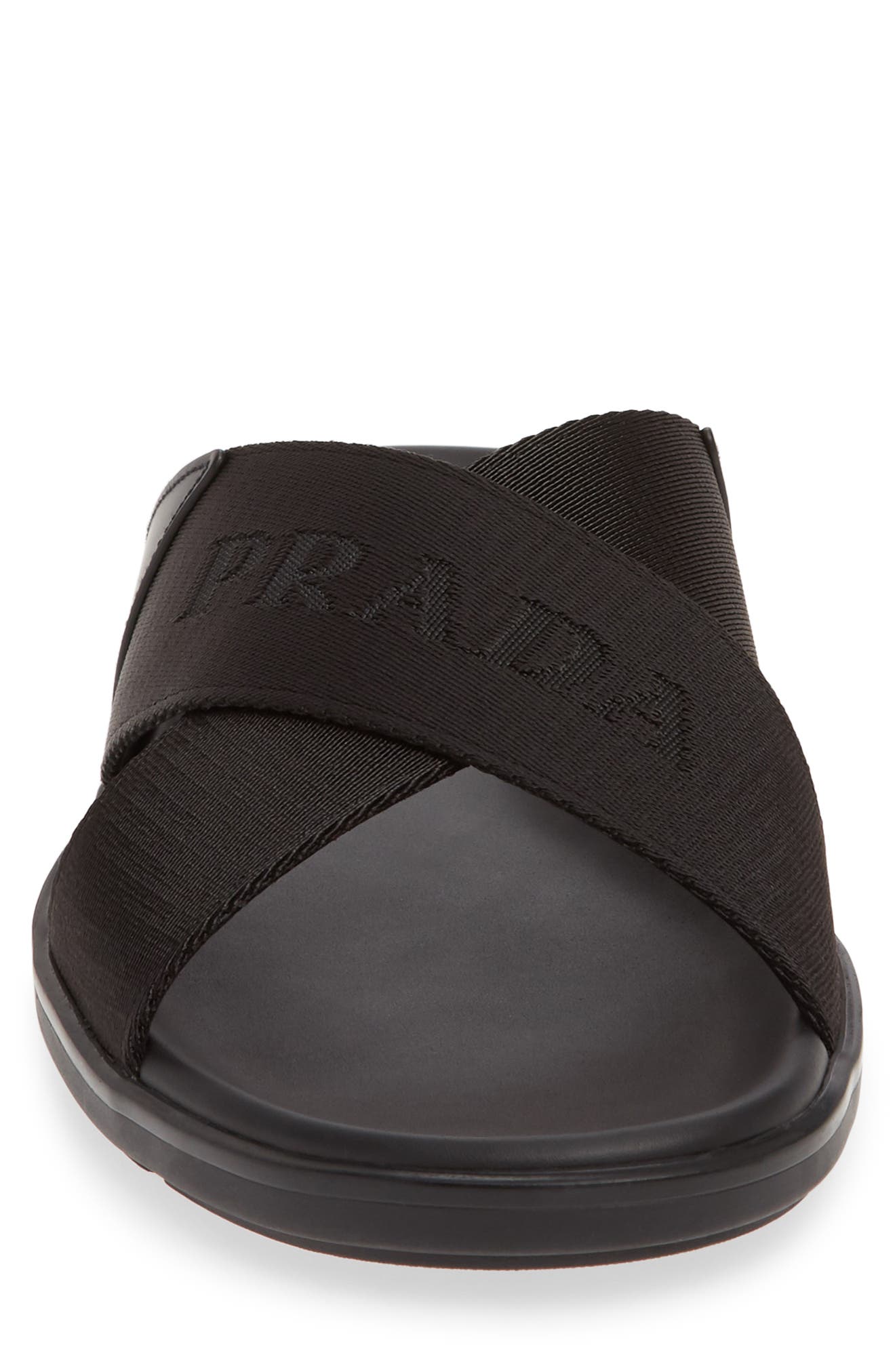 Prada Spazzolato Slide Sandal, Alternate, color, 
