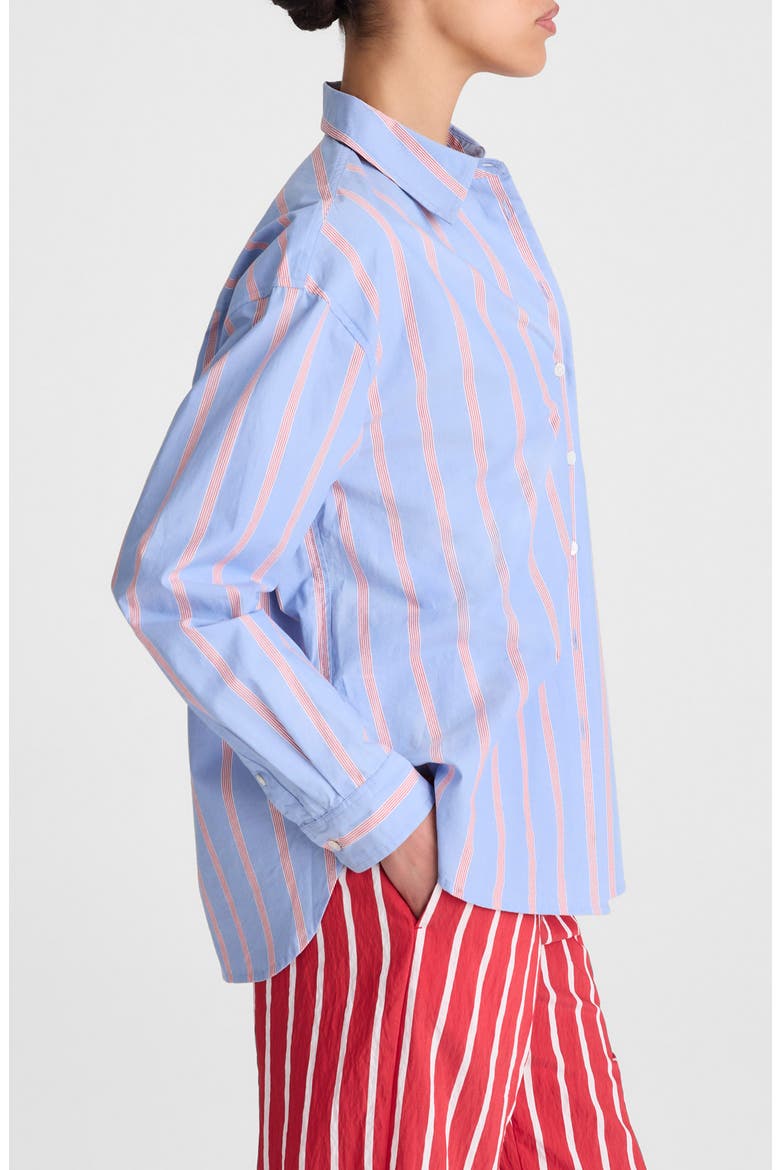 The Easy Stripe Cotton Poplin Button-Up Shirt, Alternate, color, CALM BLUE