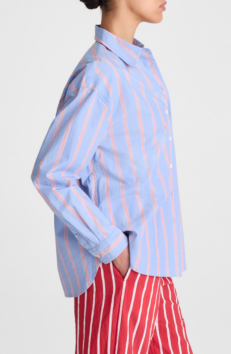 Madewell The Easy Stripe Cotton Poplin Button-Up Shirt, Alternate, color, Calm Blue