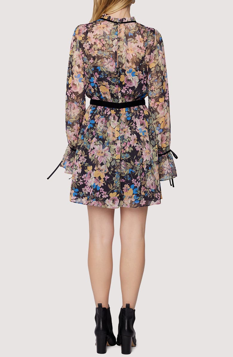 Lost + Wander Sweet Meadown Floral Long Sleeve Minidress, Alternate, color, Black Multi Floral