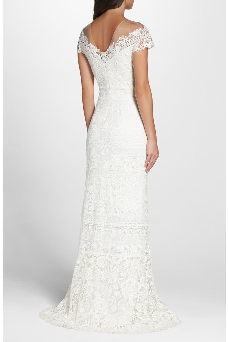 Off the Shoulder Illusion Lace Gown, Alternate, color, IVORY