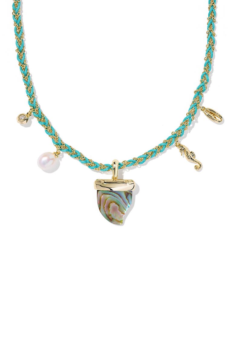 Oleana Abalone & Freshwater Pearl Charm Necklace, Main, color, GOLD ABALONE SHELL