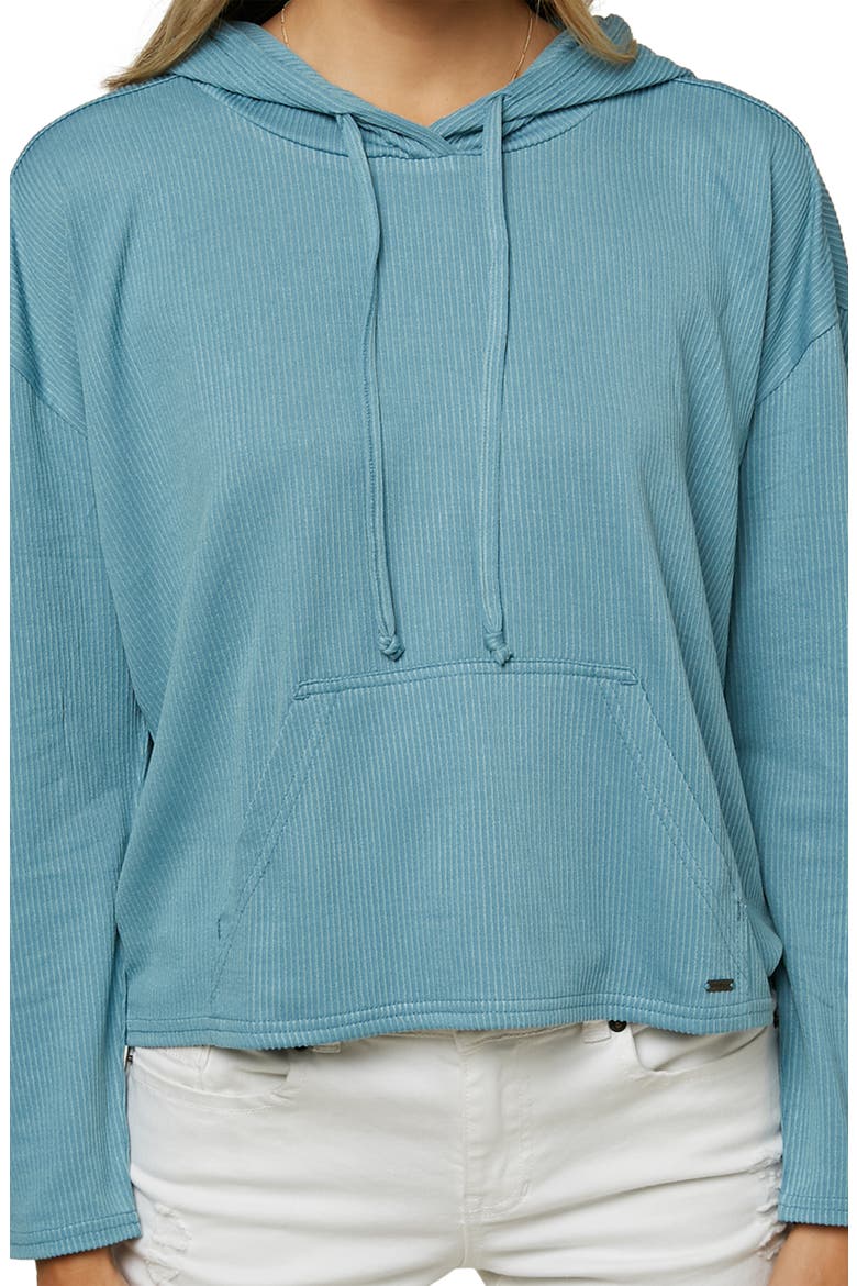 Stripe Knit Hoodie, Alternate, color, DARK CAMEO BLUE