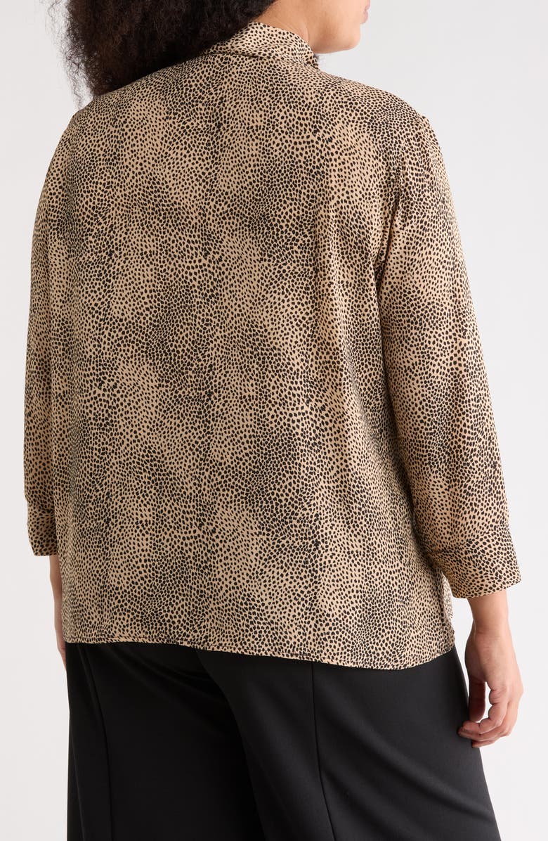 Renee C Animal Print Tie Neck Long Sleeve Top, Alternate, color, Taupe