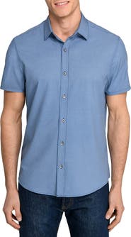 W.R.K Basic Slim Fit Abstract Geo Short Sleeve Performance Button-Up Shirt