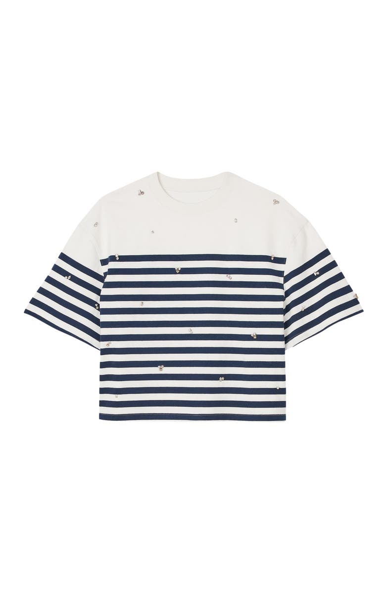 SANDRO Rhinestone Breton T-shirt, Alternate, color, 