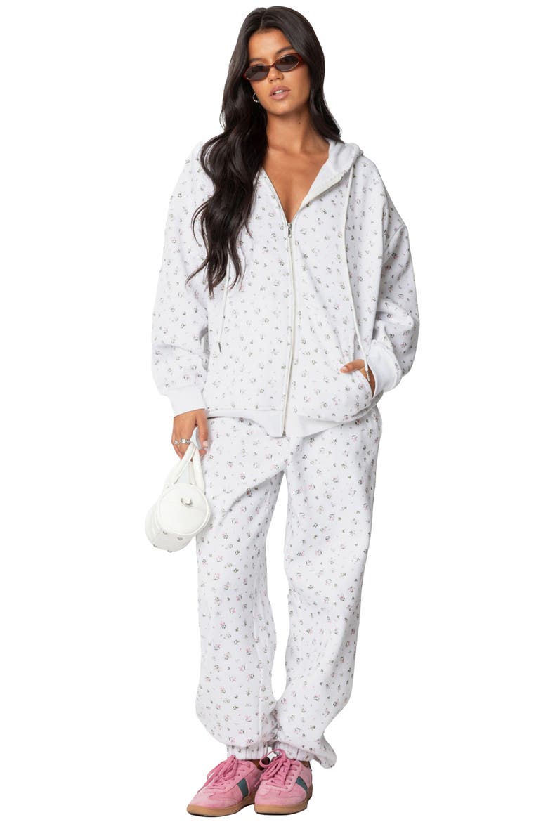 Floral Oversize Sweatpants, Alternate, color, CREAM
