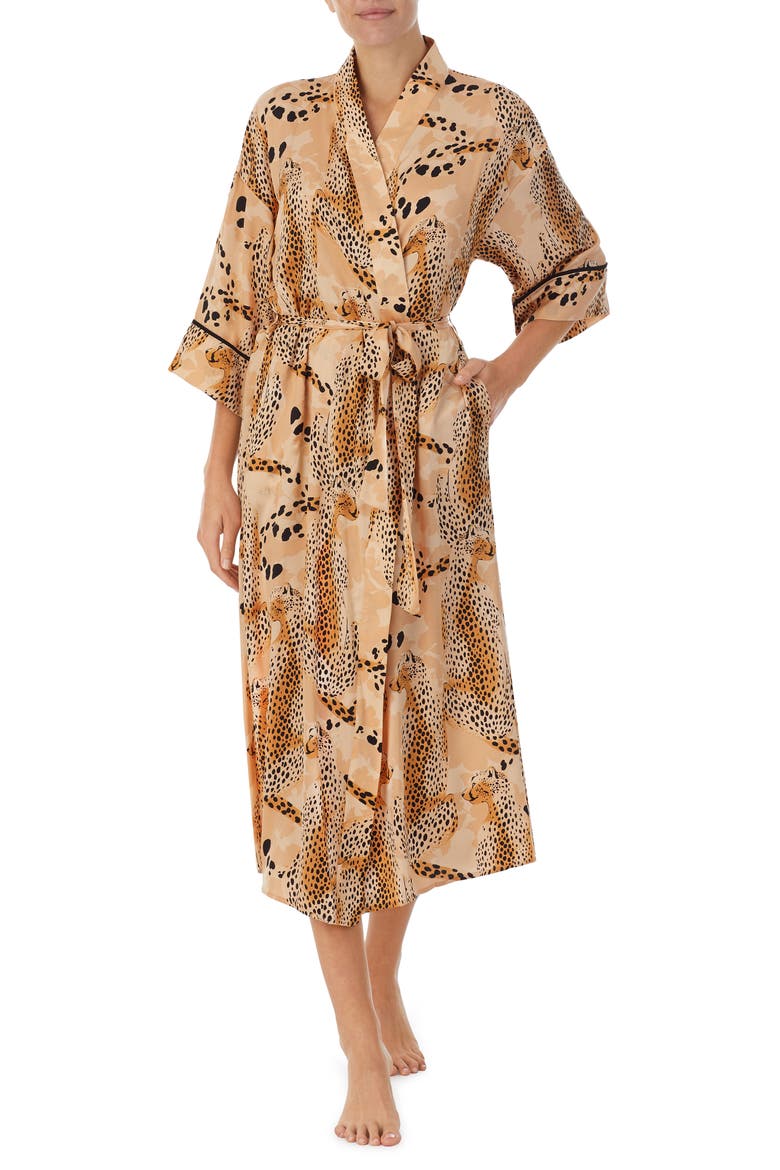 Satin Robe (Nordstrom Exclusive), Main, color, TAN/ FLOR