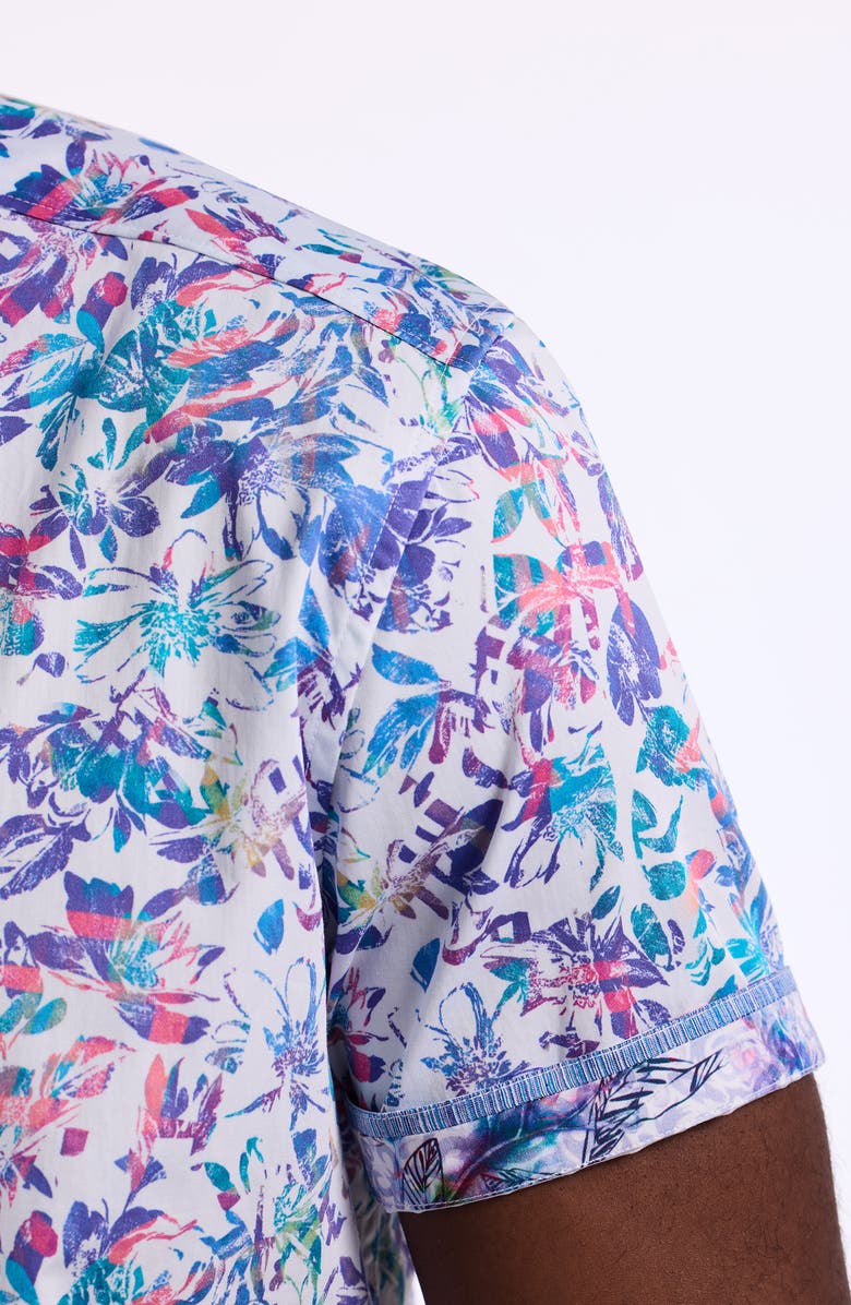 Robert Graham Jerome Short Sleeve Cotton Button-Up Shirt, Alternate, color, White/ Multi Floral