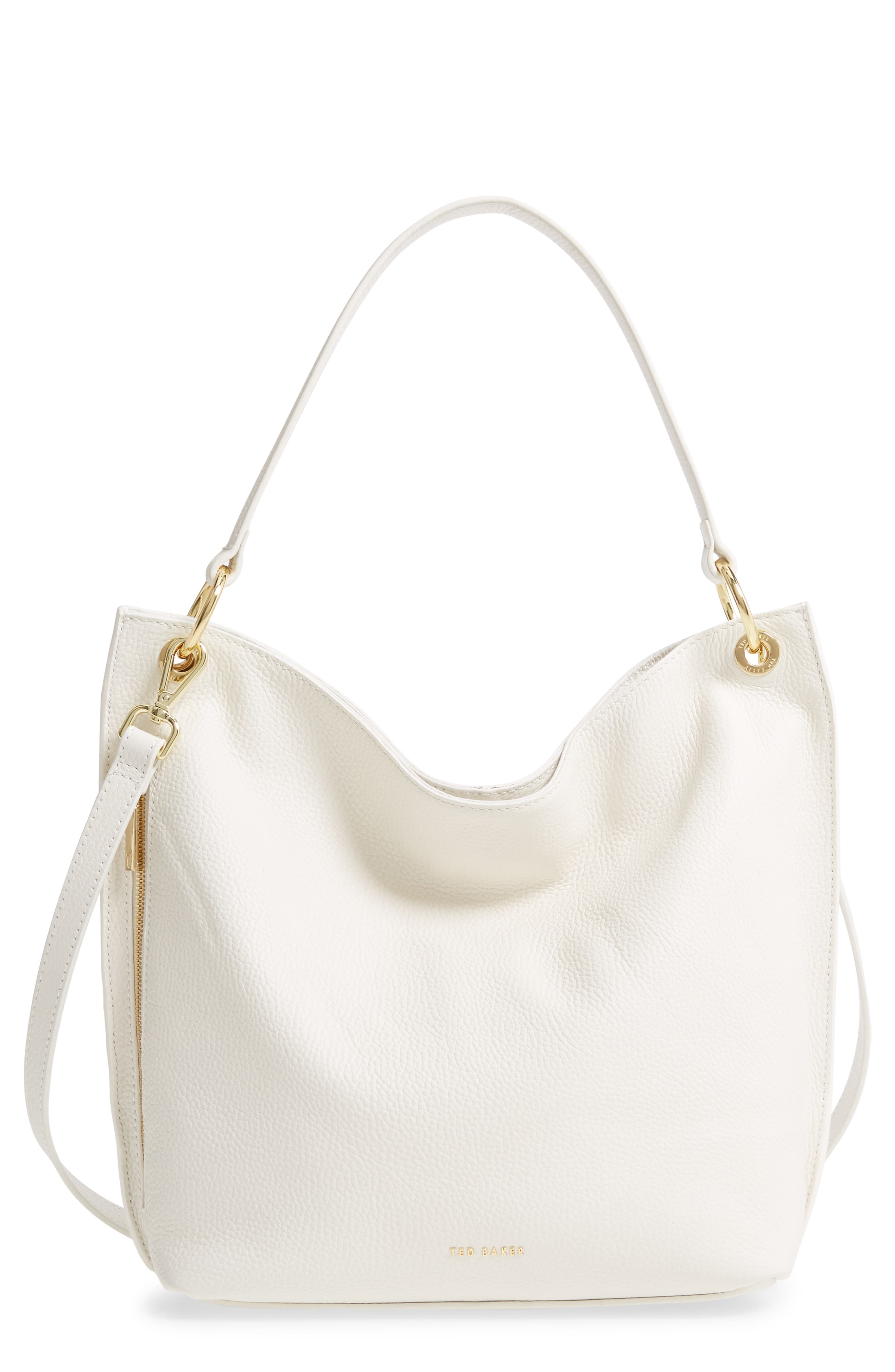 Chhloee Leather Hobo Bag, Main, color, IVORY