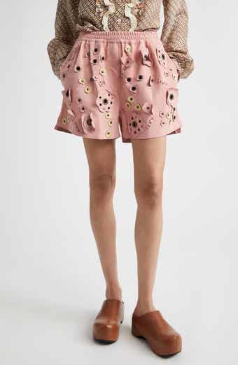 Floral Appliqué Suede Shorts