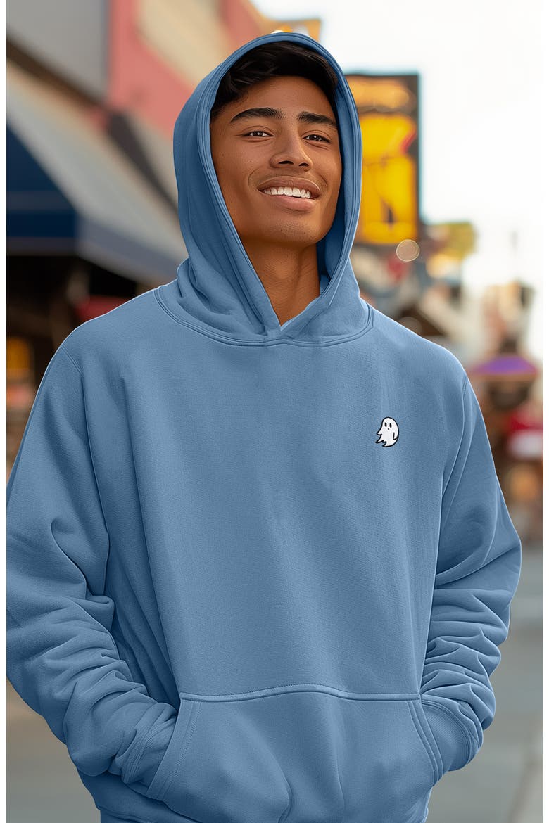 Mens Ghost Midweight Fleece Relaxed Hooded Sweatshirt, Alternate, color, Pebble Blue