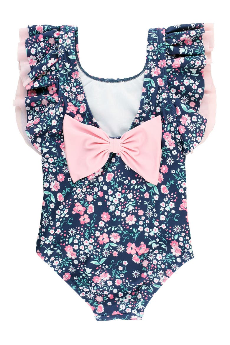 Kids' Moonlit Meadow Butterfly Sleeve One-Piece Swimsuit, Alternate, color, BLUE