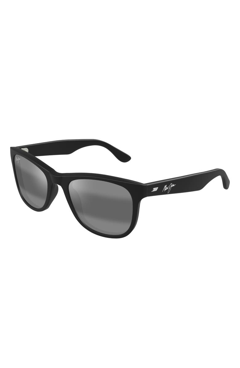 Maui Jim Kikonia XL 53mm Wraparound Rectangular Sunglasses, Alternate, color, Matte Black/ Neutral Grey