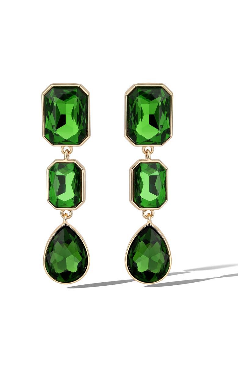 Jessica Simpson Green Crystal Drop Earrings, Main, color, 