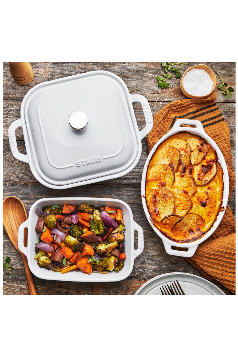 4-Piece Ceramic Baking Dish Set, Alternate, color, WHITE