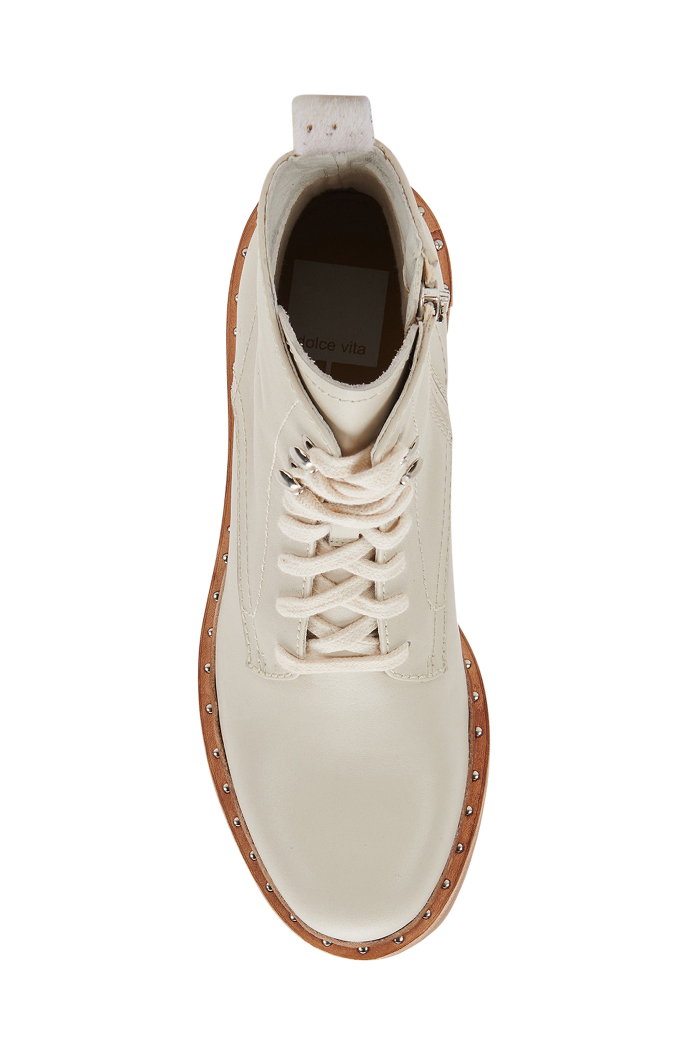 Hinto Studded Lug Sole Bootie, Alternate, color, IVORY LEATHER